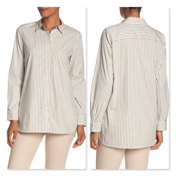 Lafayette 148 New York Helen Striped Blouse sz XS
